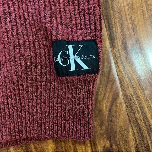 Calvin Klein Burgundy Half Zip Long Sleeve Crop Sweater Womens size small - Picture 8 of 11